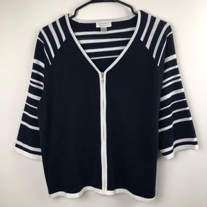 Christopher Banks - Zip Sweater - Navy & White - L